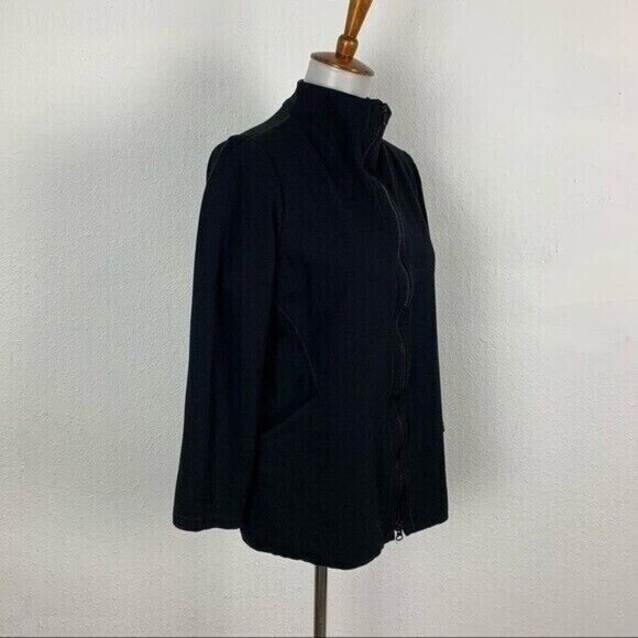 Eileen Fisher Black Zip Front Stand Collar Long Sleeve Jacket Modern Fit Medium - Picture 4 of 8